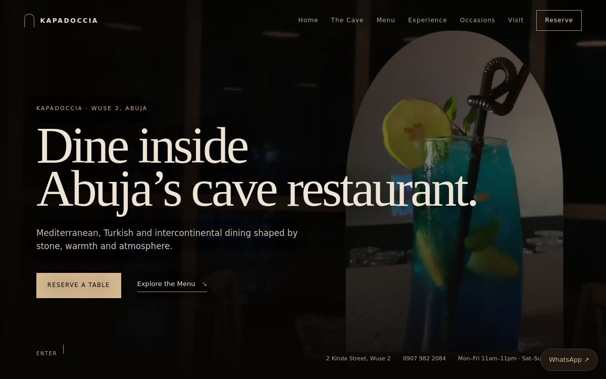 Kapadoccia Abuja — Independent Website Concept